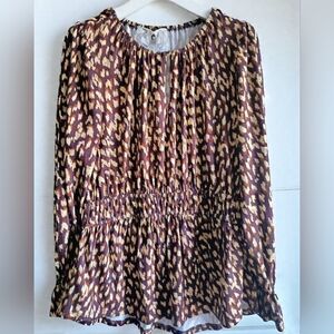 S🍂Cupio Juliana Brown&Tan Patterned Blouse